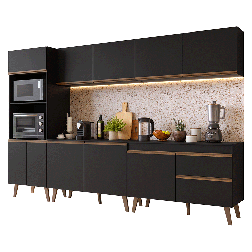 Cocina Compacta 310 cm Negro Pieta Madesa