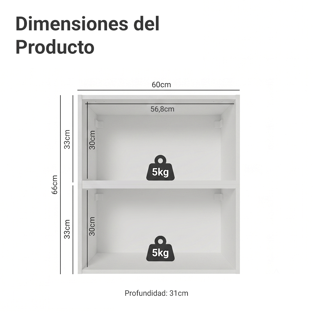 Kit 2 Alacenas 60 cm 2 Puertas con Vidrio Reflecta Bronce Blanco/Negro Vinilo Madesa