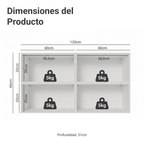 Kit 4 Alacenas 120 cm 4 Puertas con Vidrio Reflecta Bronce Blanco/Negro Vinilo Madesa