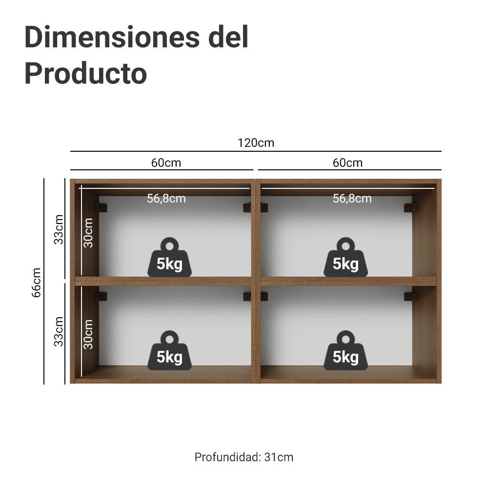 Kit 4 Alacenas 120 cm 4 Puertas con Vidrio Reflecta Bronce Marrón/Negro Vinilo Madesa