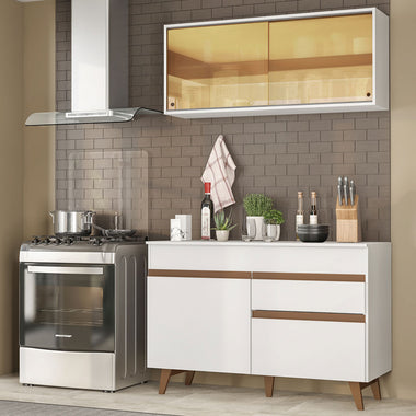 Cocina Compacta 120 cm 4 Puertas 1 Cajón Blanco Reims Madesa