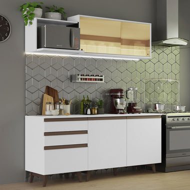 Cocina Compacta 180 cm 4 Puertas 3 Cajones Blanco Reims Madesa
