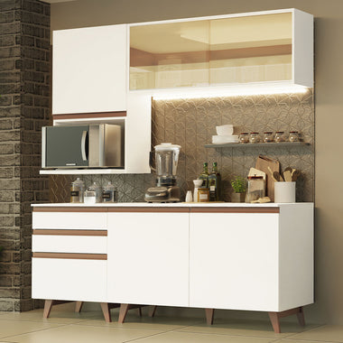 Cocina Compacta 180 cm 5 Puertas 3 Cajones Blanco Reims Madesa