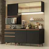 Cocina Compacta 180 cm Reims Negro 01