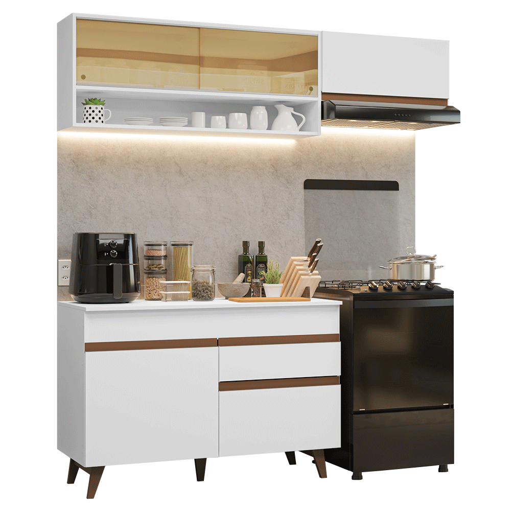 Cocina Compacta 190 cm 5 Puertas 1 Cajón Blanco Reims Madesa