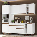 Combo Completo de Cocina 235 cm 8 Puertas 1 Cajón con Mueble para Horno o Microondas Blanco Reims Madesa