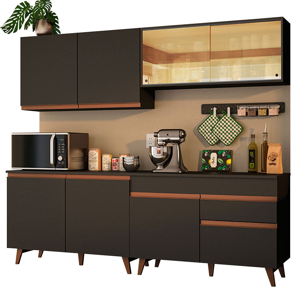 Combo completo de Cocina 240cm Negro Reims Madesa 01