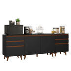 Cocina Compacta 240 cm 2 Puertas 6 Cajones Negro Reims Madesa