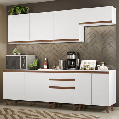 Combo Completo de Cocina 250 cm 8 Puertas 3 Cajones Blanco Reims Madesa