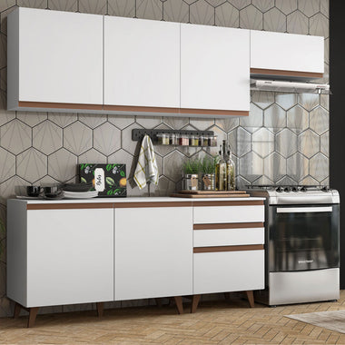 Combo Completo de Cocina 250 cm 6 Puertas 3 Cajones Blanco Reims Madesa