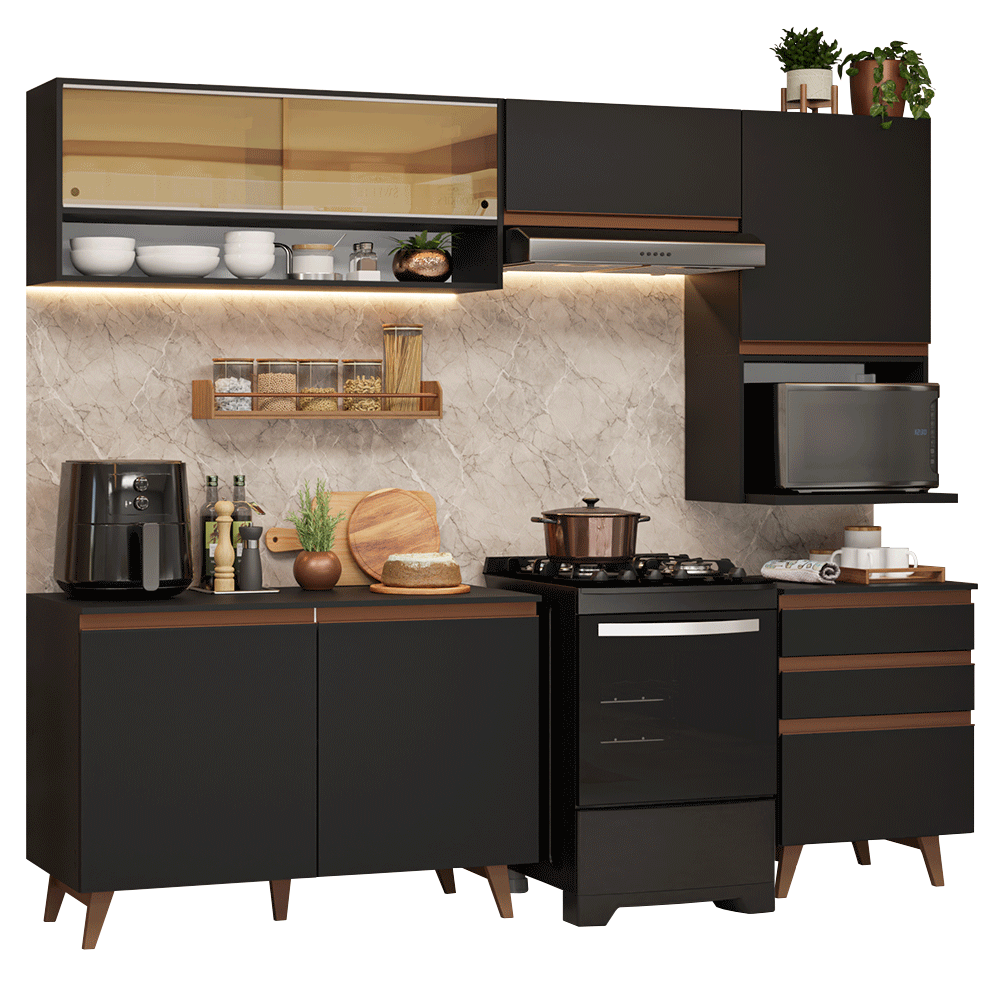 Combo de Cocina 250 cm Reims Negro 10