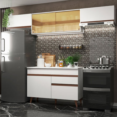 Combo Completo de Cocina 260 cm 6 Puertas 1 Cajón Blanco Reims Madesa