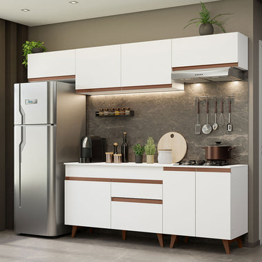 Combo Completo de Cocina 260 cm 8 Puertas 1 Cajón Blanco Reims Madesa