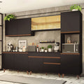 Combo Completo de Cocina 300 cm 10 Puertas 1 Cajón con Mueble para Horno o Microondas Negro Reims Madesa 01