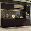 Combo Completo de Cocina 300 cm 10 Puertas 1 Cajón con Mueble para Horno o Microondas Negro Reims Madesa 02
