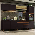 Combo Completo de Cocina 300 cm 10 Puertas 1 Cajón con Mueble para Horno o Microondas Negro Reims Madesa 02