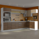Kit Cocina 60 cm 100% MDF 2 Puertas 1 Abatible Marrón/Crema/Blanco Smart Madesa