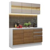 Cocina Compacta 100% MDF 120 cm Blanco/Marrón/Crema Smart Madesa 01