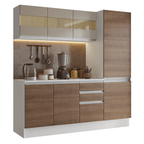 Cocina Compacta 170 cm 100% MDF Blanco/Marrón/Crema Smart Madesa