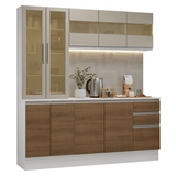Cocina Compacta 180 cm Smart 100% MDF Blanco/Marrón/Crema 03