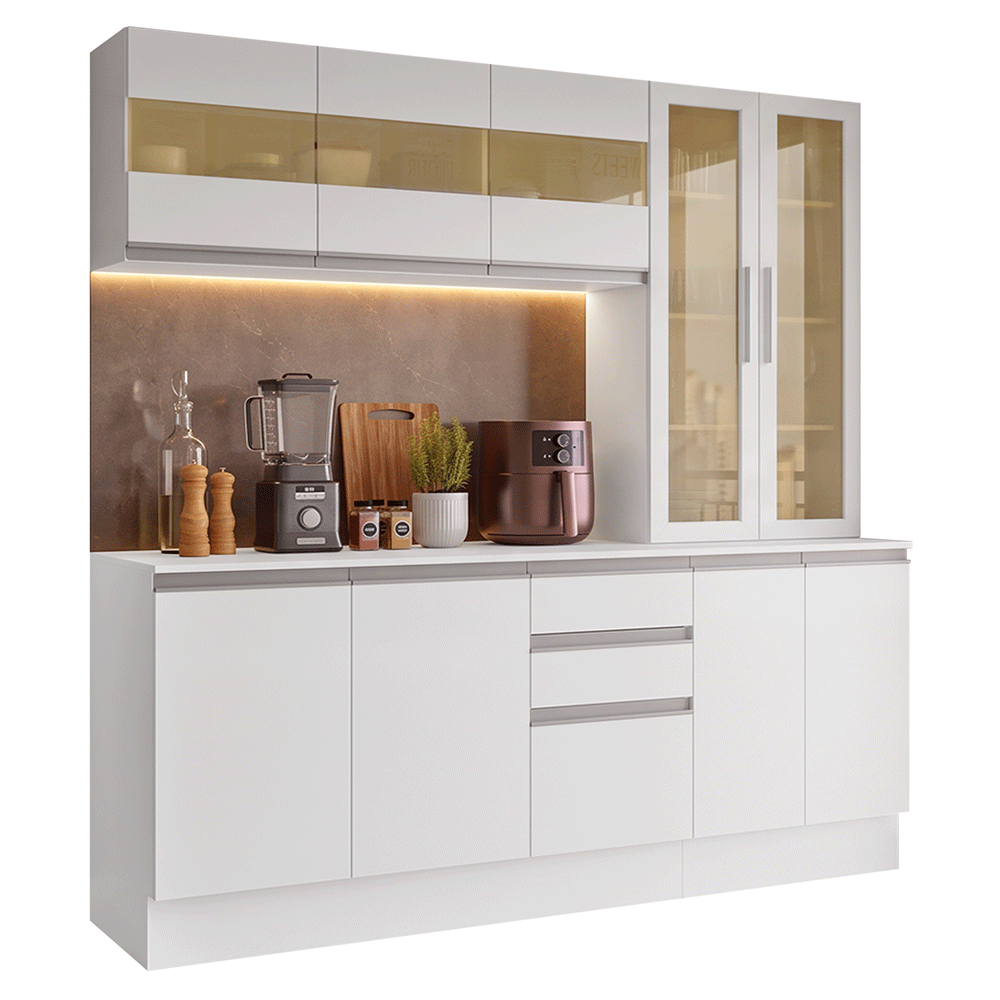 Cocina Compacta 180 cm 100% MDF Blanco Smart Madesa