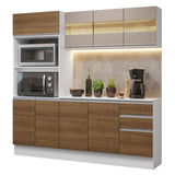 Cocina Compacta 100% MDF 190 cm Blanco/Marrón/Crema Smart Madesa 01