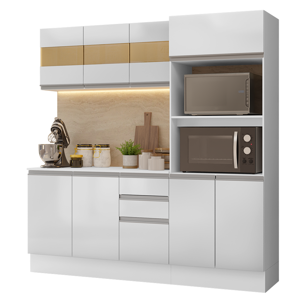 Combo completo de Cocina 100% MDF 190cm Smart Blanco Brillante Madesa 01