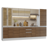 Combo de Cocina 290 cm Smart 100% MDF Blanco/Marrón/Crema 01