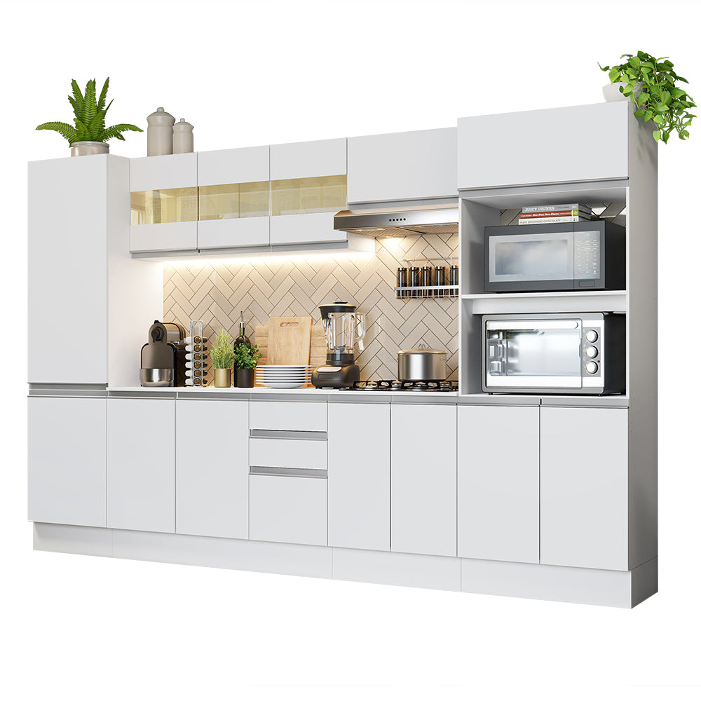 Combo Completo de Cocina 100% MDF 300 cm Frentes Blanco Smart Madesa 01