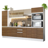 Combo Completo de Cocina 100% MDF 300 cm Blanco/Marrón/Crema Smart Madesa 01