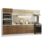 Combo Completo de Cocina 310 cm 13 Puertas 2 Cajones 100% MDF con Mueble para Horno y Microondas Blanco Smart Madesa