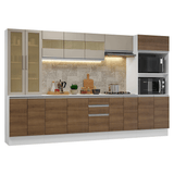Combo de Cocina 310 cm Smart 100% MDF Blanco/Marrón/Crema 03