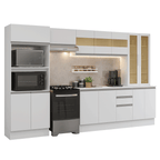 Combo completo de Cocina Smart 100% MDF 310 cm 14 Puertas 2 Cajones (Con Mesada) Blanco Madesa