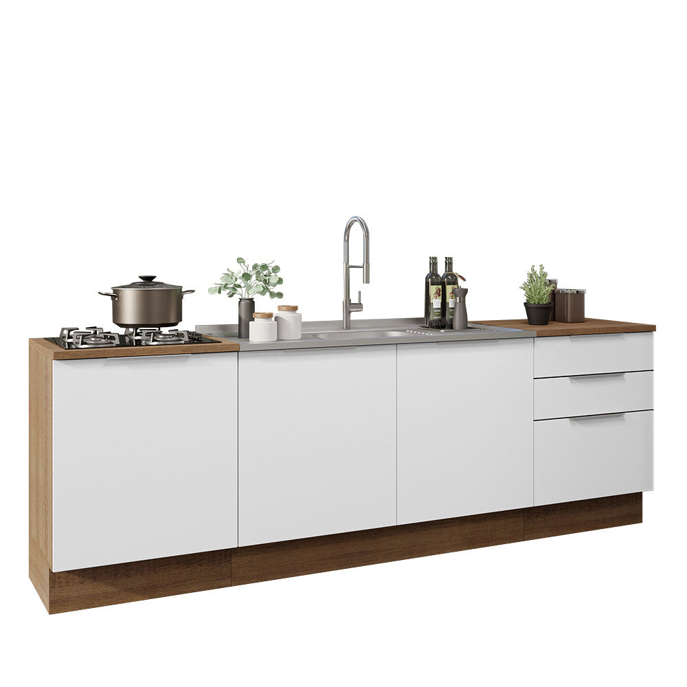 Cocina Compacta 240 cm Marrón/Blanco Stella Madesa 01