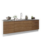 Cocina Compacta 240 cm Blanco/Marrón Stella Madesa 01
