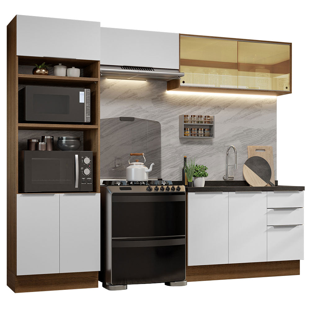 Combo Completo de Cocina 270 cm Marrón/Blanco Stella Madesa 06