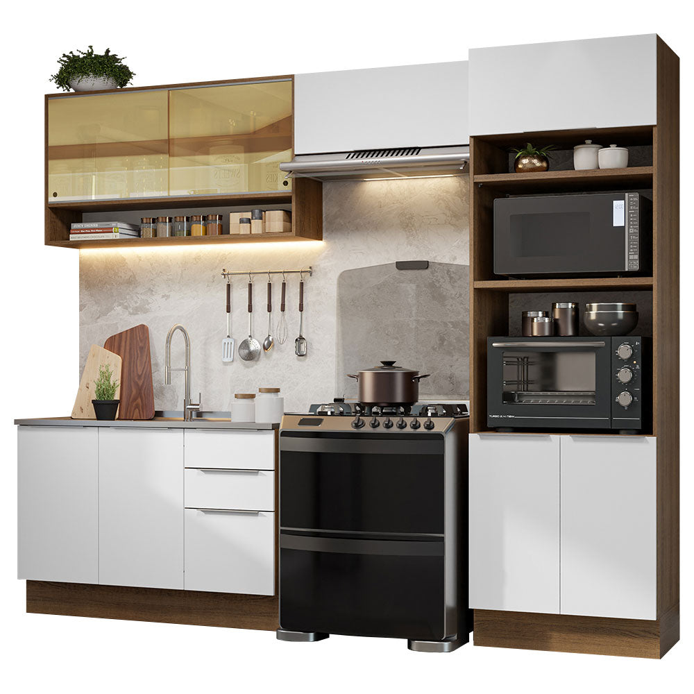 Combo Completo de Cocina 270 cm Marrón/Blanco Stella Madesa 07