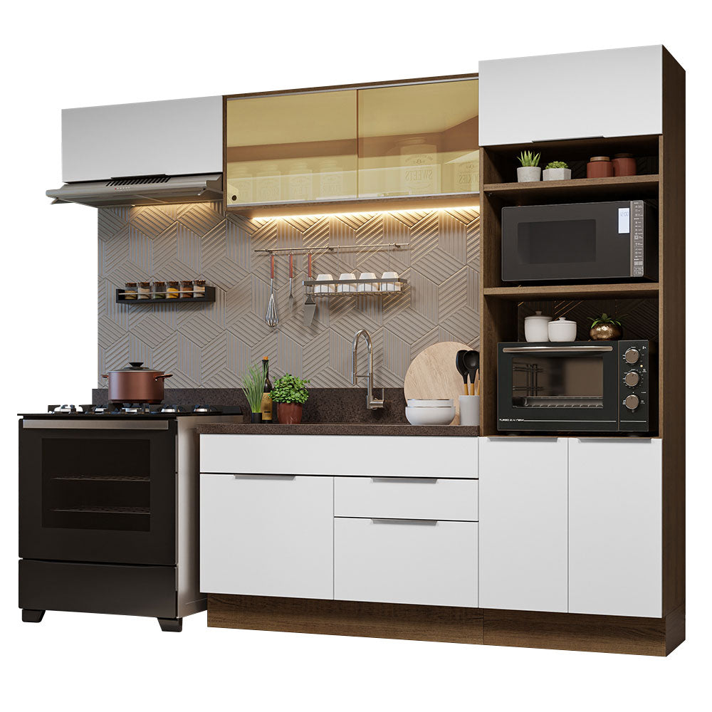 Combo Completo de Cocina 270 cm Marrón/Blanco Stella Madesa 08