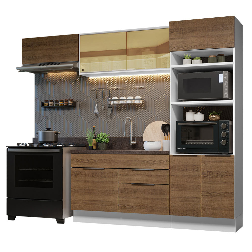 Combo Completo de Cocina 270 cm Blanco/Marrón Stella Madesa 08