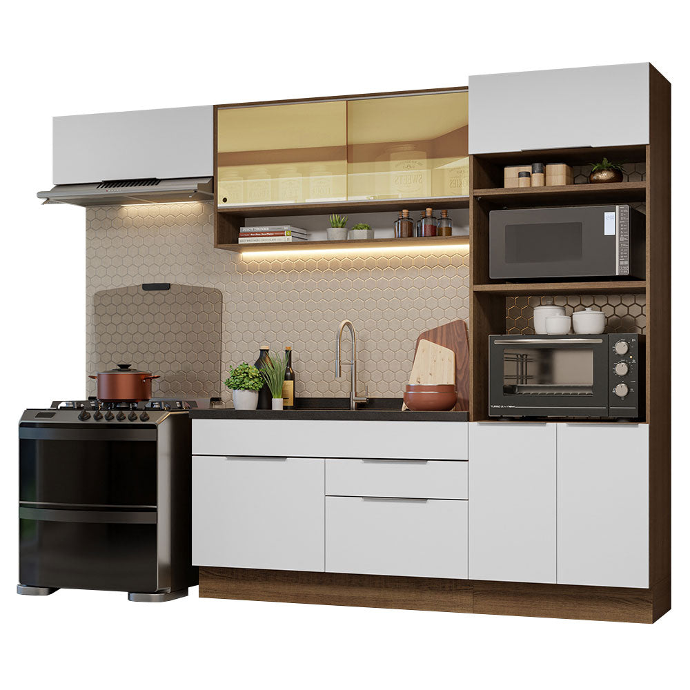 Combo Completo de Cocina 270 cm Marrón/Blanco Stella Madesa 09