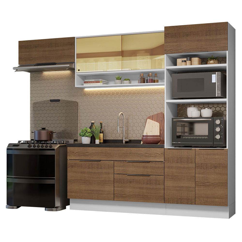 Combo Completo de Cocina 270 cm Blanco/Marrón Stella Madesa 09