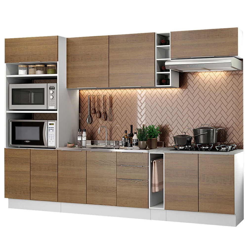 Combo Completo de Cocina 290cm Blanco/Marrón Stella Madesa 01