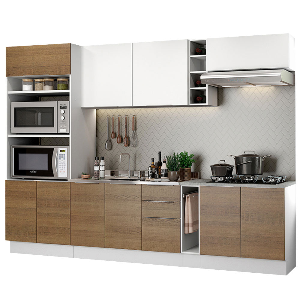Combo Completo de Cocina 290cm Blanco/Marrón/Blanco Stella Madesa 01
