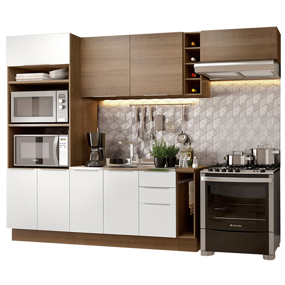 Combo Completo de Cocina 290cm Marrón/Blanco/Marrón Stella Madesa 02