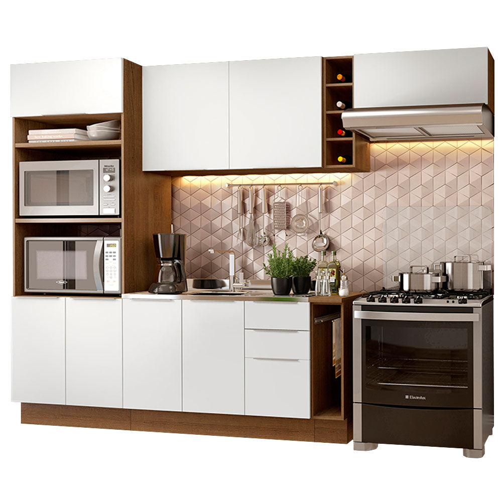 Combo Completo de Cocina 290cm Marrón/Blanco Stella Madesa 02