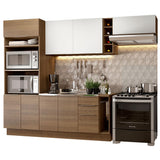 Combo Completo de Cocina 290cm Marrón/Marrón/Blanco Stella Madesa 02