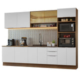 Combo Completo de Cocina 310 cm Marrón/Blanco Stella Madesa 02