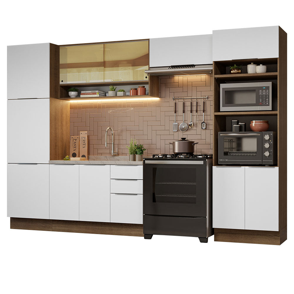 Combo Completo de Cocina 330 cm Marrón/Blanco Stella Madesa 03