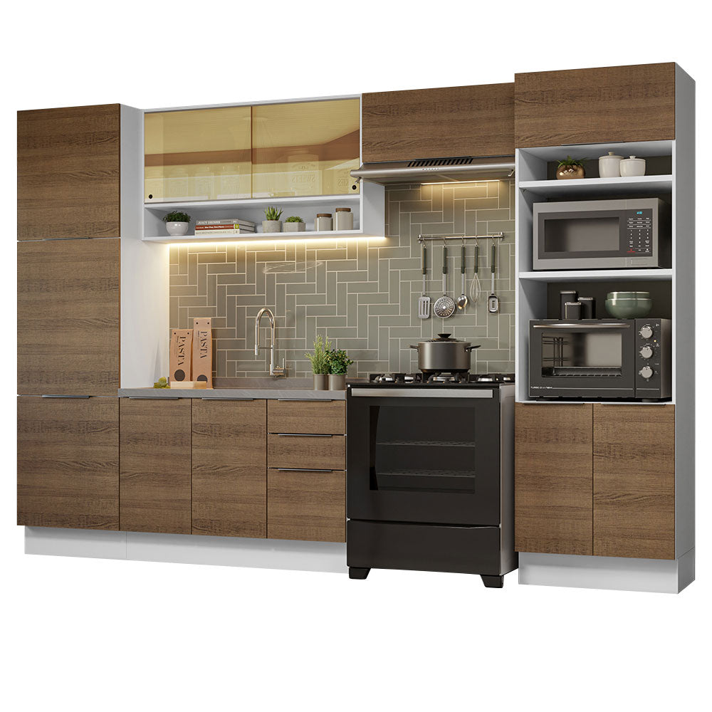 Combo Completo de Cocina 330 cm Blanco/Marrón Stella Madesa 03