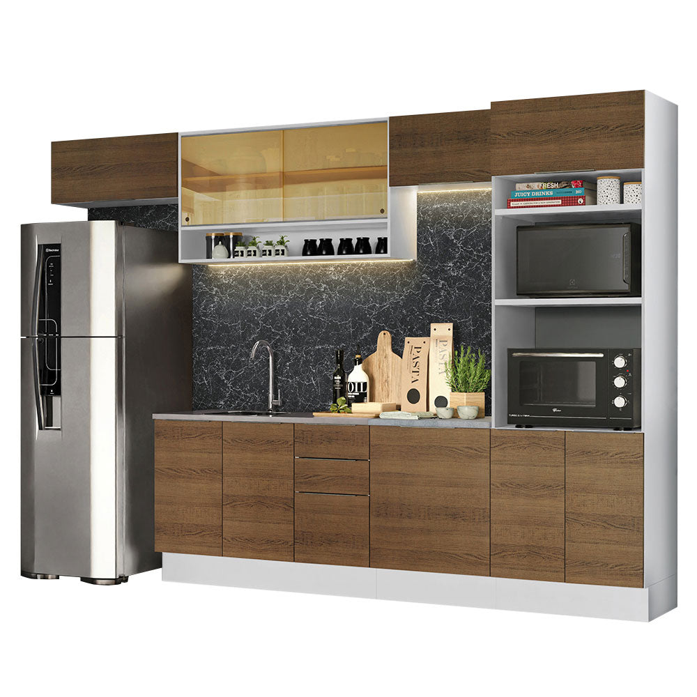 Combo Completo de Cocina 330 cm Blanco/Marrón Stella Madesa 06